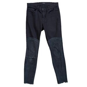 J Brand Vicious Black Denim Lamb Leather Jeans Tag Size 26